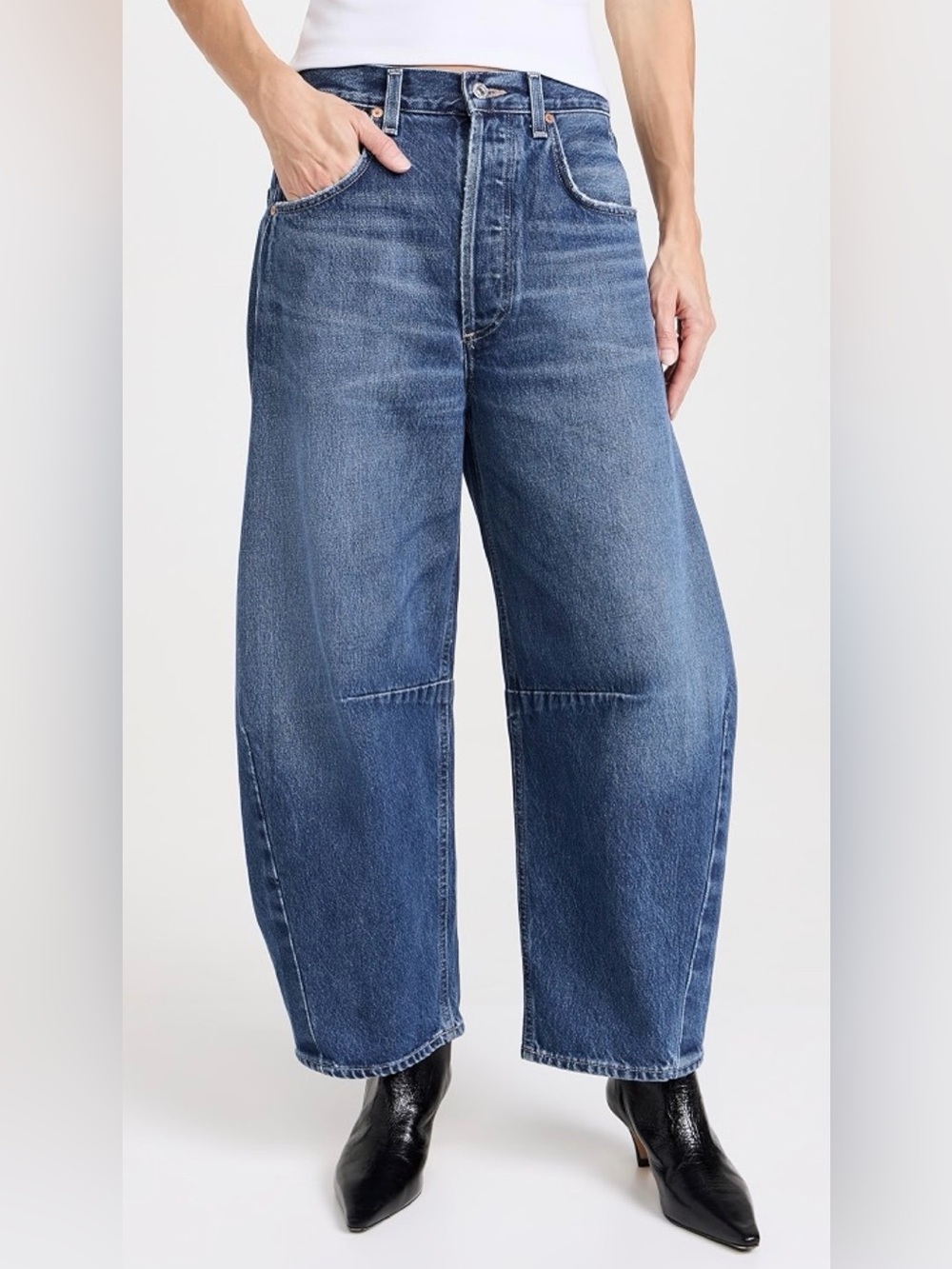 Citizens Of Humanity Wide Leg Cropped Blue Jeans